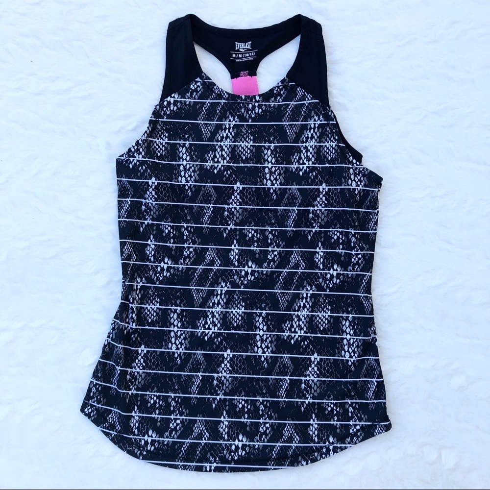 Everlast Girls black sport swim racer back tank